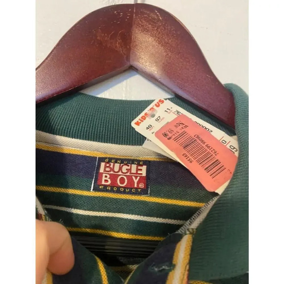 New with Tag Deadstock Kids Bugle Boy Polo Short Sleeve Stripe Shirt Size XL - Picture 3 of 5